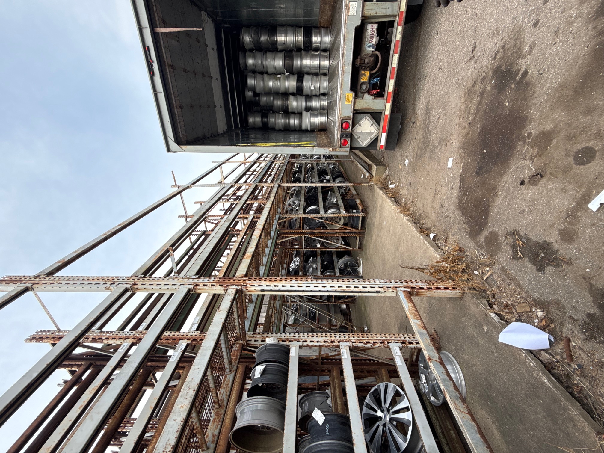 Truckload of wheels staged for nationwide shipment